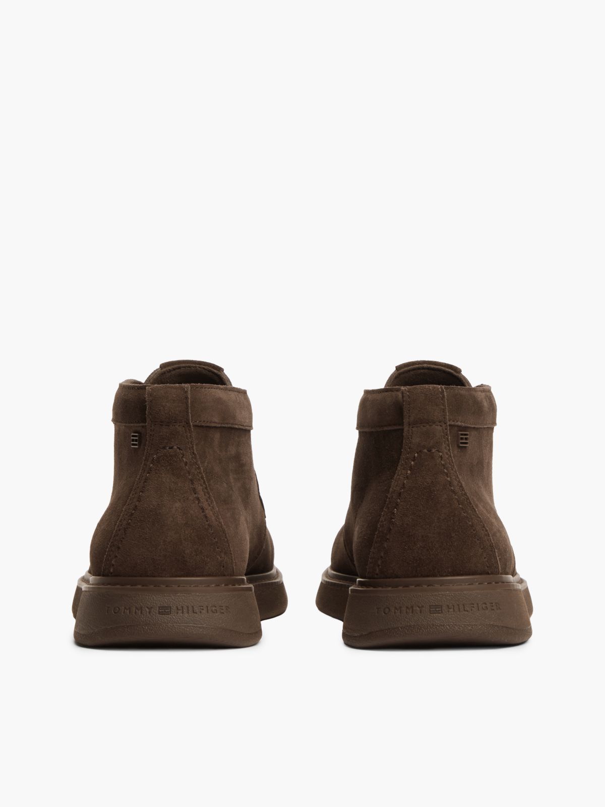 Suede Flag Plaque Chukka Boots — Brown