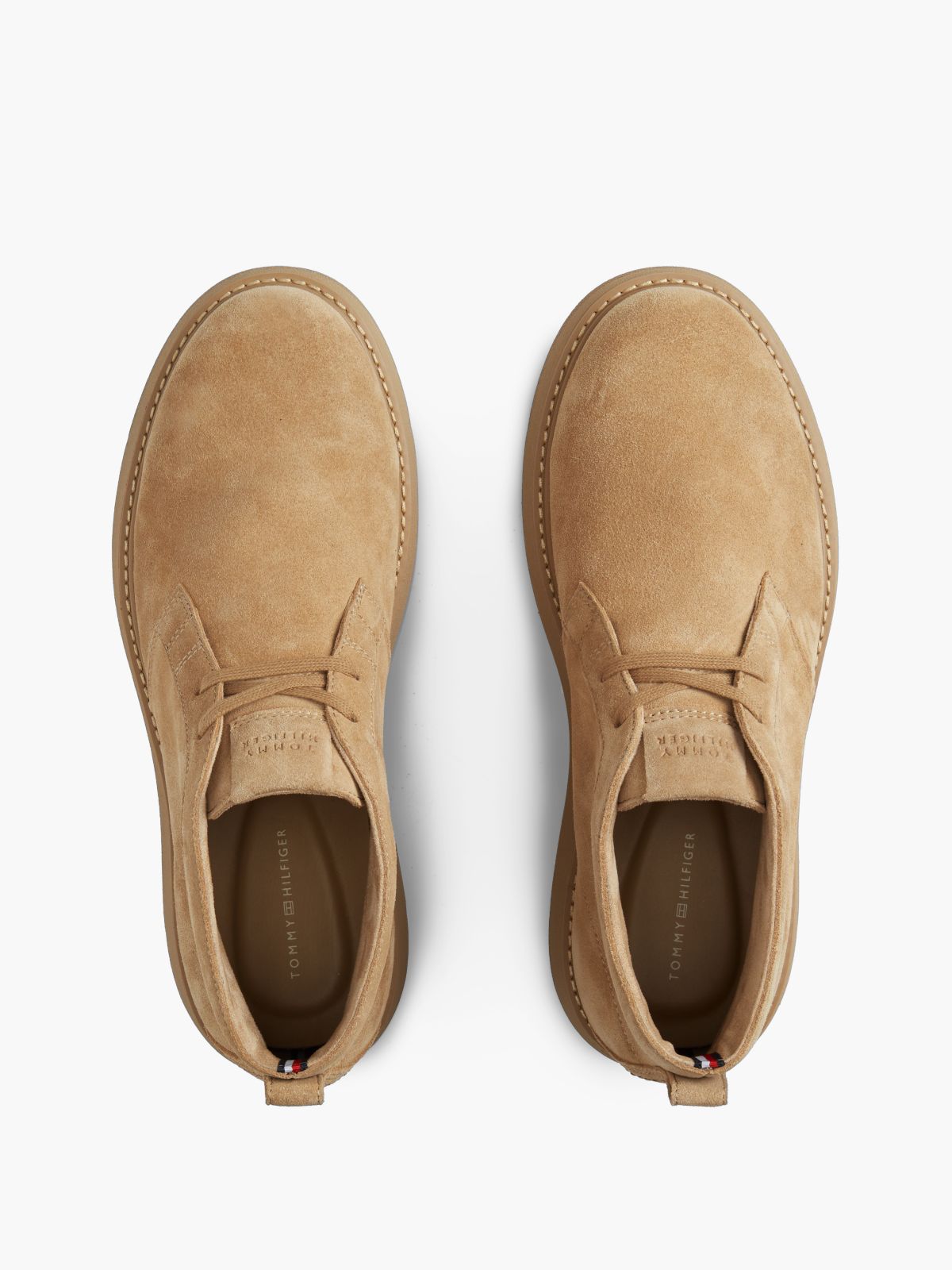 Suede Flag Plaque Chukka Boots — Khaki