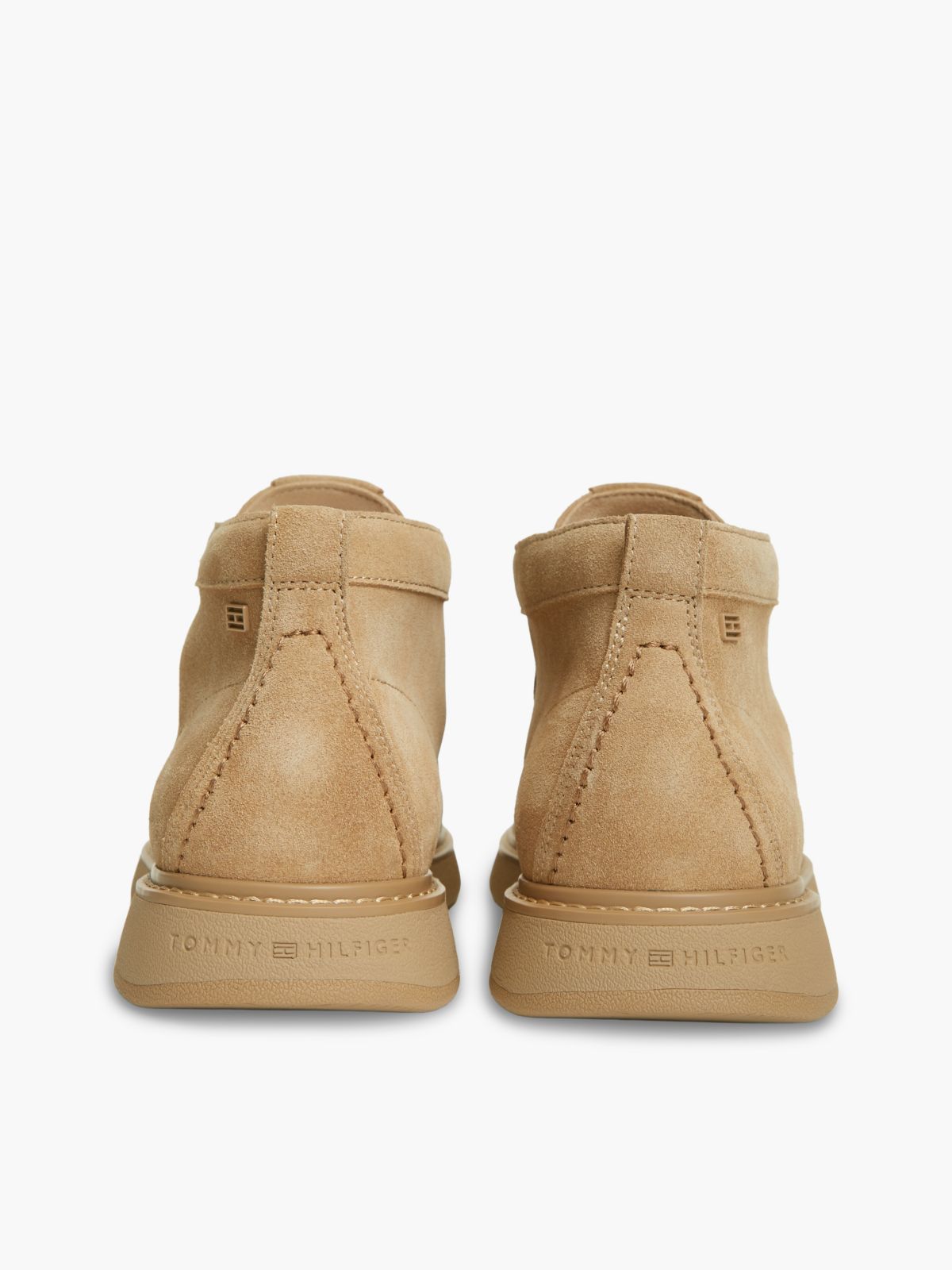 Suede Flag Plaque Chukka Boots — Khaki