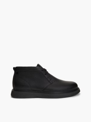 black leather flag plaque chukka boots for men tommy hilfiger