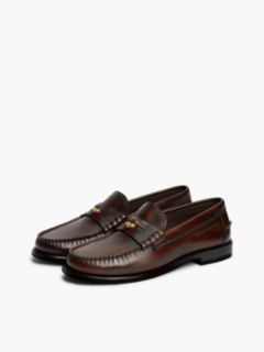 New York Label Loafer aus Narbenleder — Brown 2