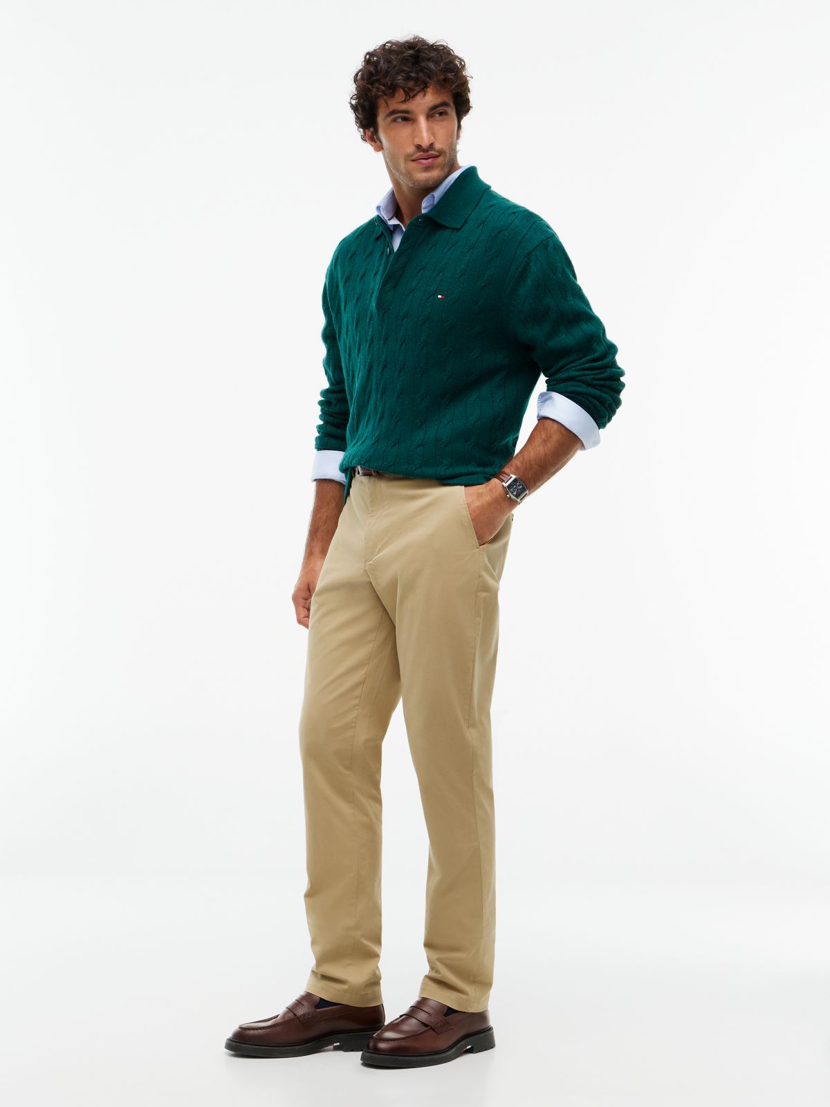New York Label Loafer aus Narbenleder — Brown