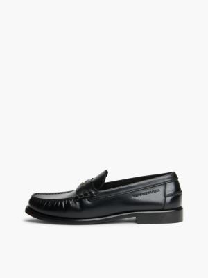 black new york label loafer aus narbenleder for men tommy hilfiger