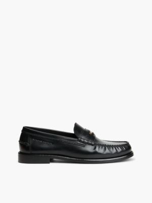 black new york label loafer aus narbenleder for men tommy hilfiger
