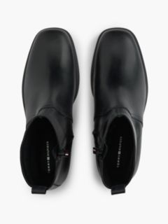 Leather Topstitch Zip-Up Biker Boots — Black 3