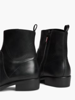 Leather Topstitch Zip-Up Biker Boots — Black 6
