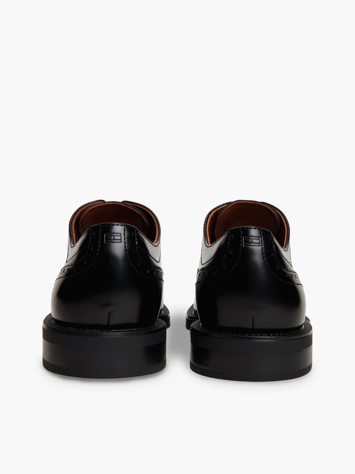 Leather Lace-Up Brogue Shoes — Black