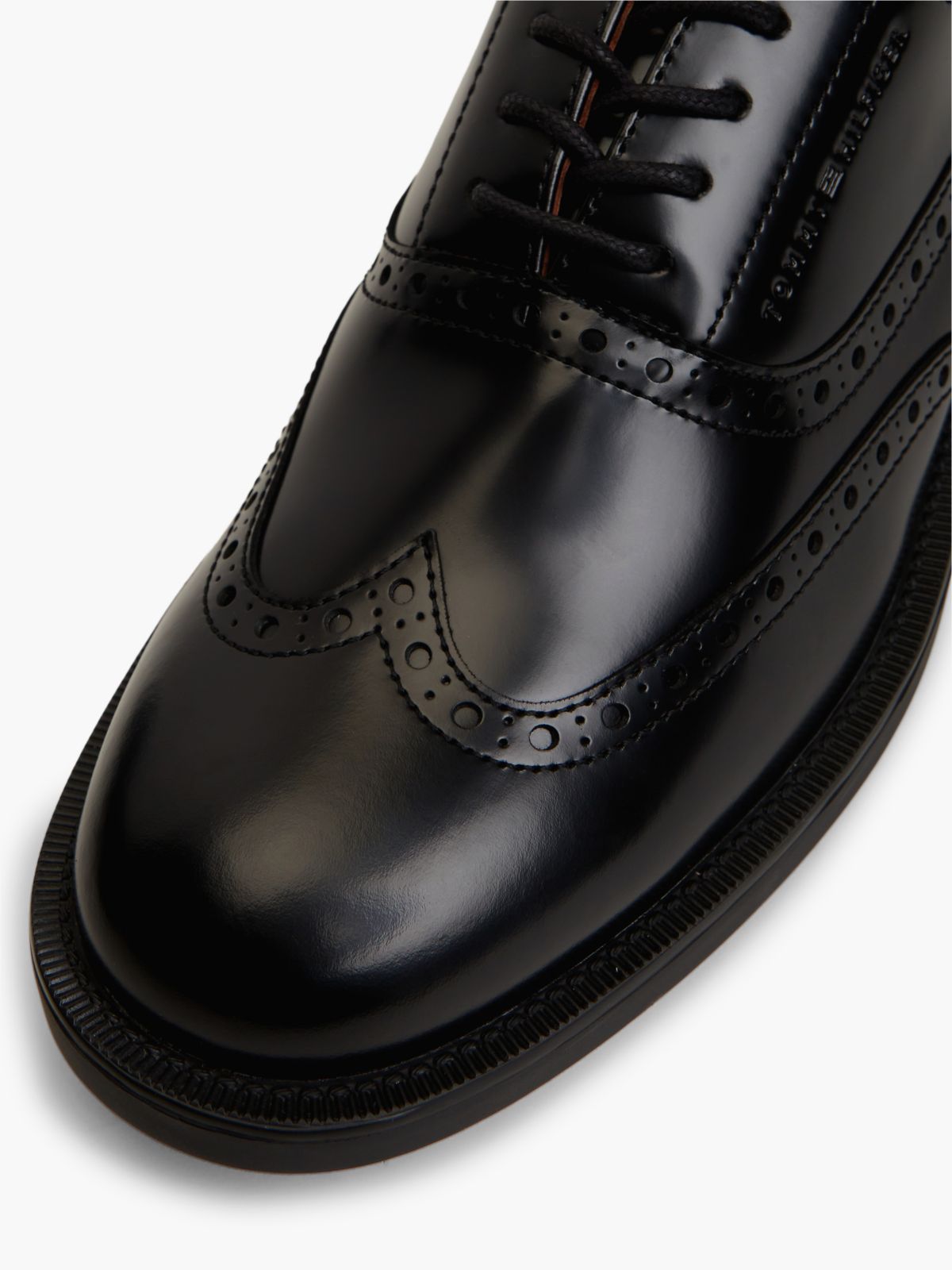 Leather Lace-Up Brogue Shoes — Black