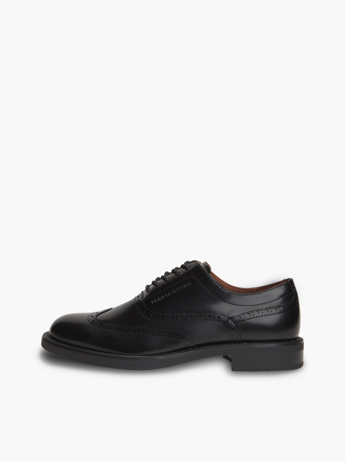 Leather Lace-Up Brogue Shoes — Black