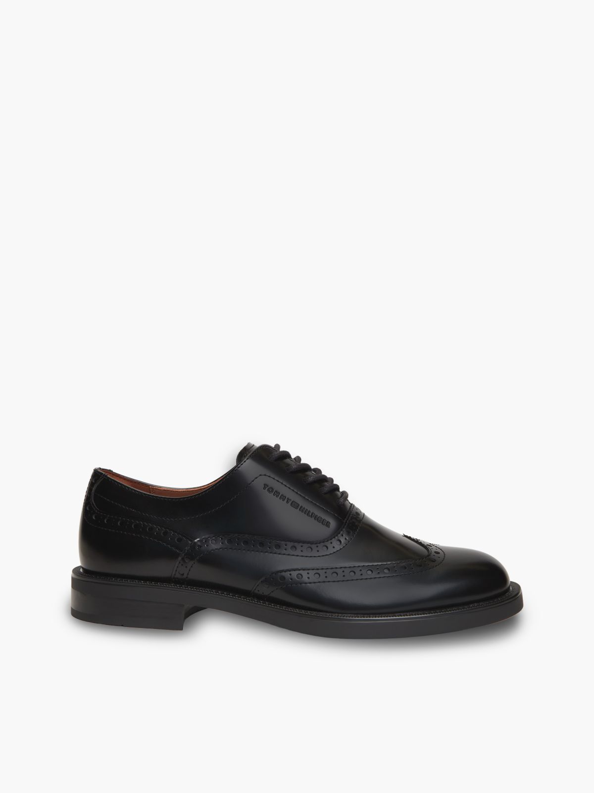 Leather Lace-Up Brogue Shoes — Black