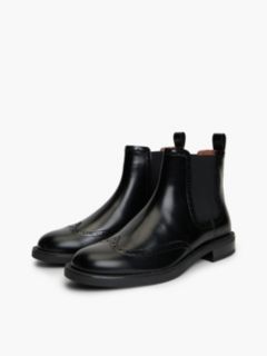 Leather Brogue Chelsea Boots — Black 2