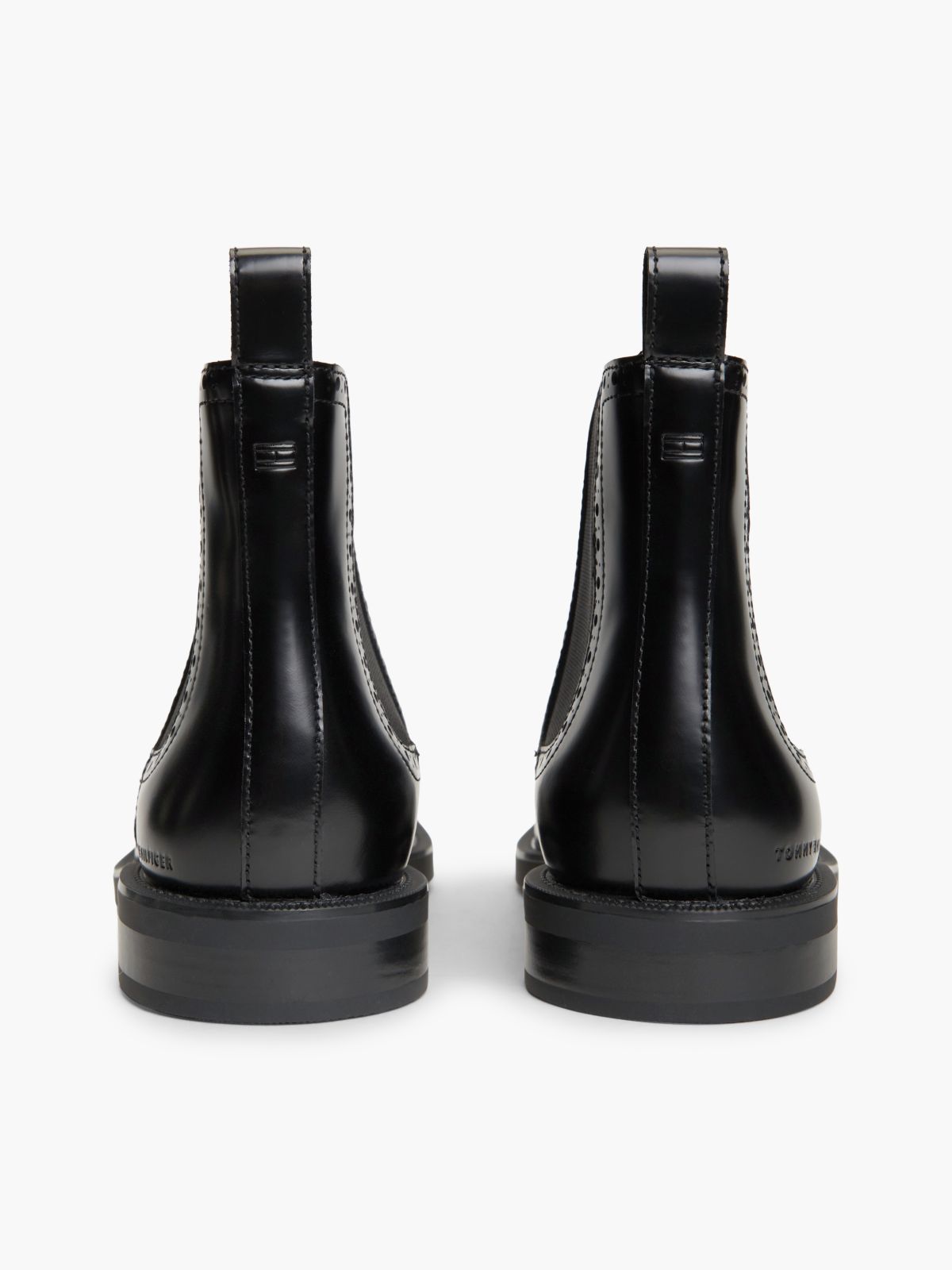 Leather Brogue Chelsea Boots — Black