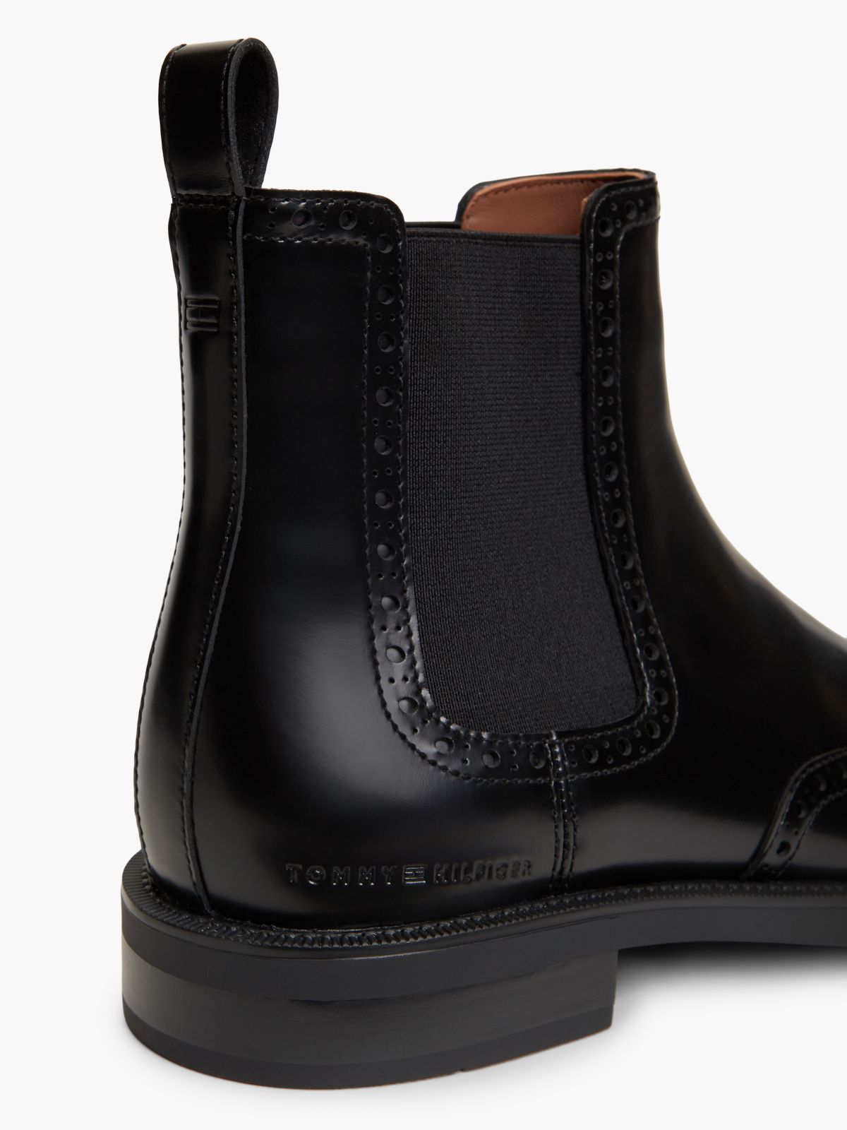 Leather Brogue Chelsea Boots — Black