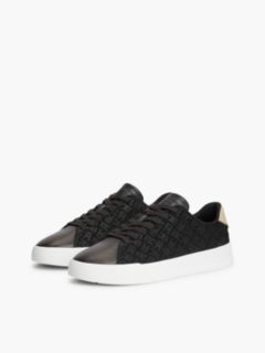TH Monogram Suede Court Trainers — Black 2