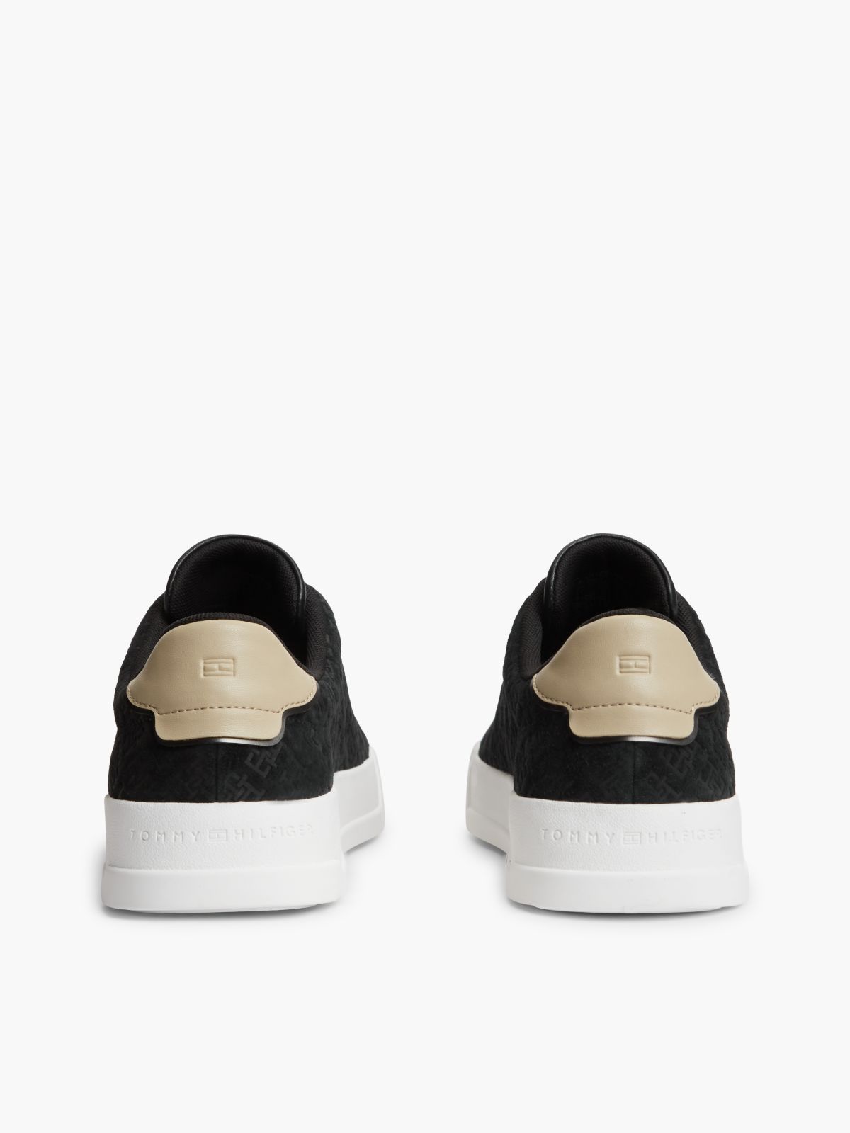 TH Monogram Suede Court Trainers — Black