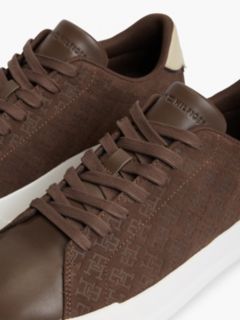 TH Monogram Suede Court Trainers — Brown 6
