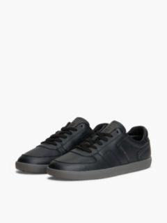 Leather Metallic Logo Trainers — Black 2