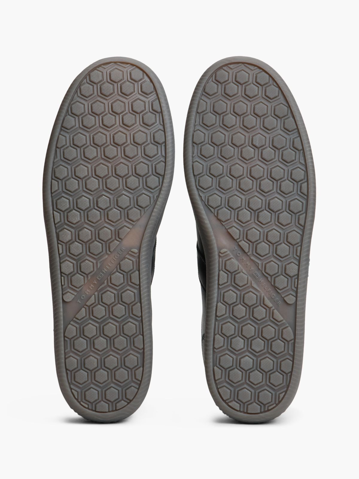 Leather Metallic Logo Trainers — Black