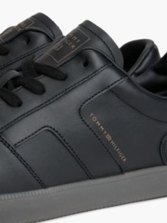 Leather Metallic Logo Trainers — Black 6