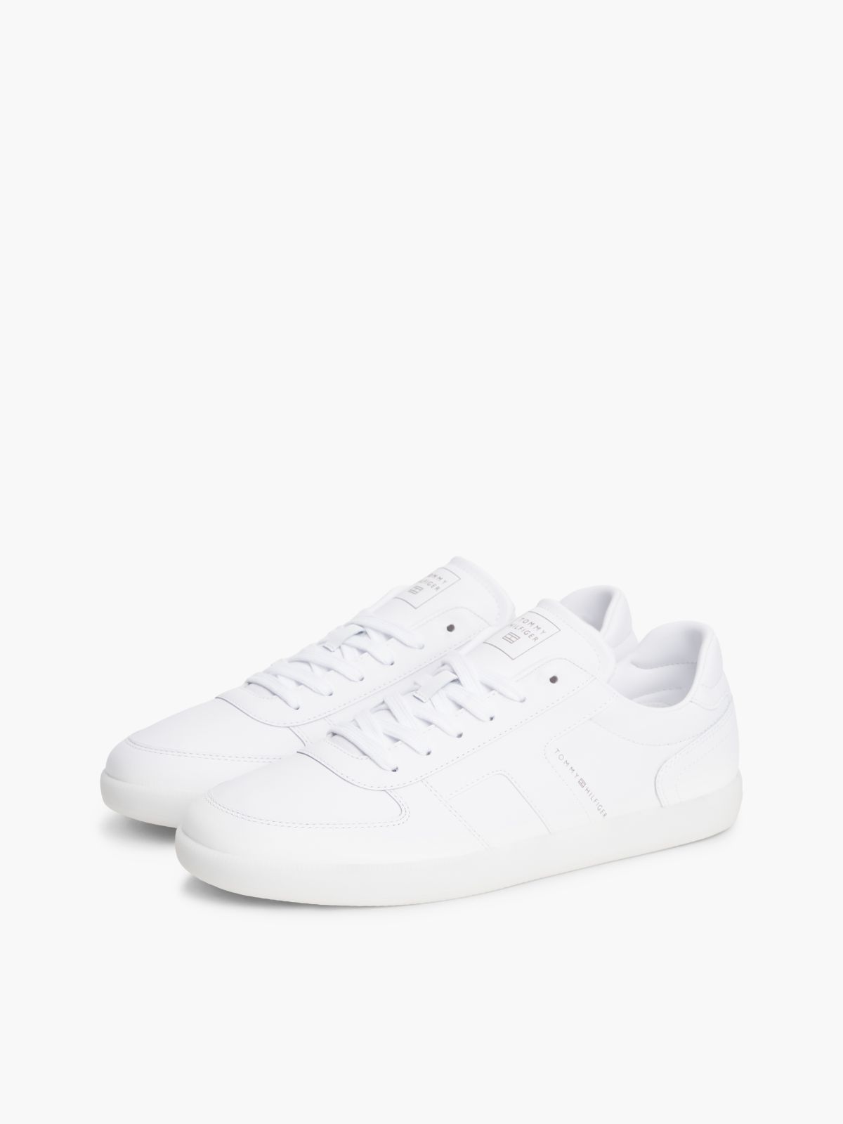 Leather Metallic Logo Trainers — White