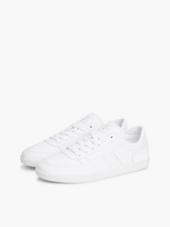 Leather Metallic Logo Trainers — White 2