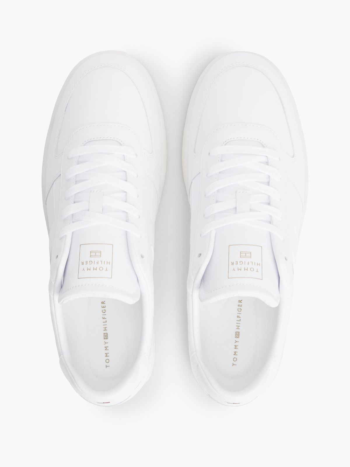 Leather Metallic Logo Trainers — White