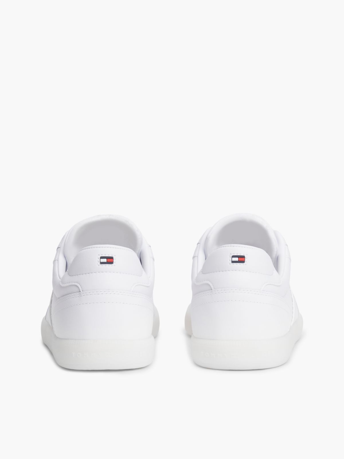 Leather Metallic Logo Trainers — White