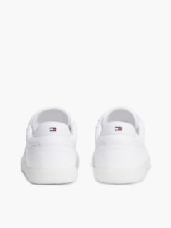 Leather Metallic Logo Trainers — White 4