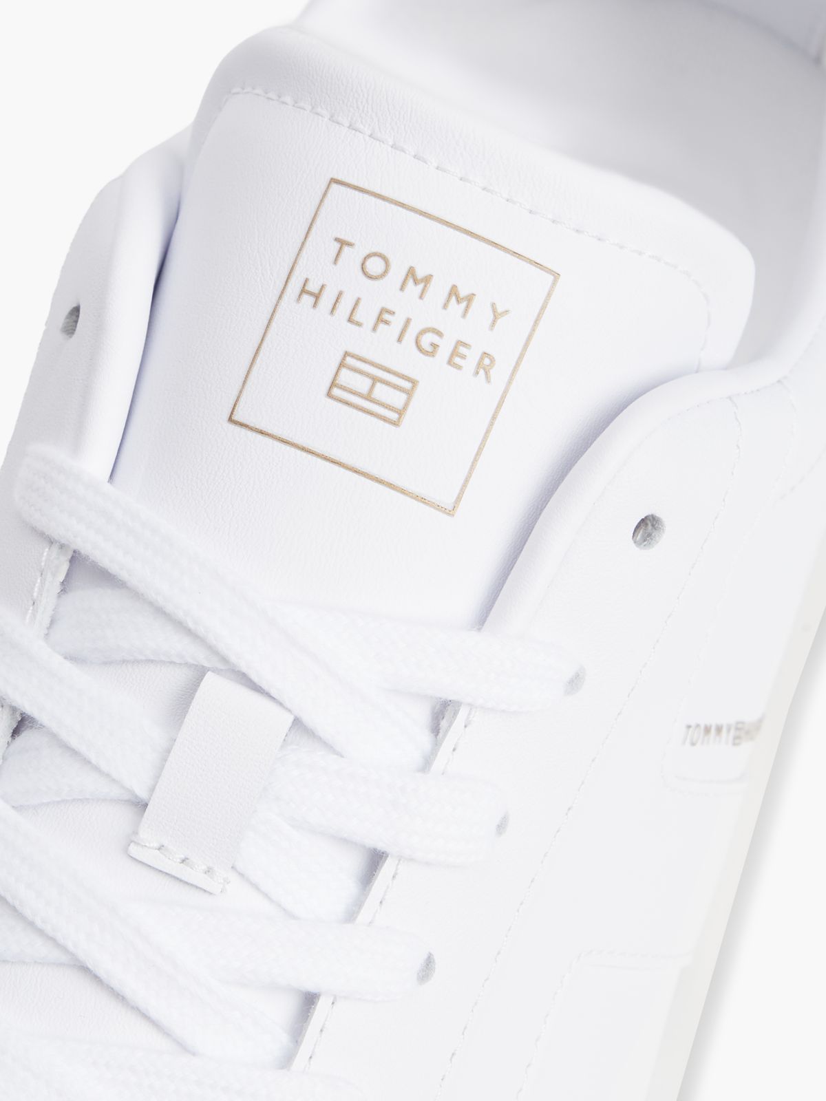 Leather Metallic Logo Trainers — White