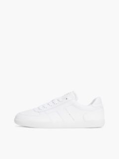 Leather Metallic Logo Trainers — White 7