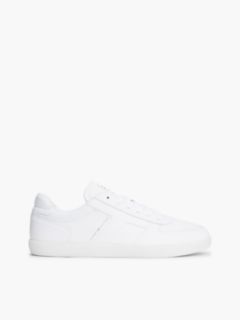 Leather Metallic Logo Trainers — White 1