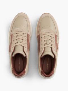 Leather Mixed Texture Trainers — Beige 3