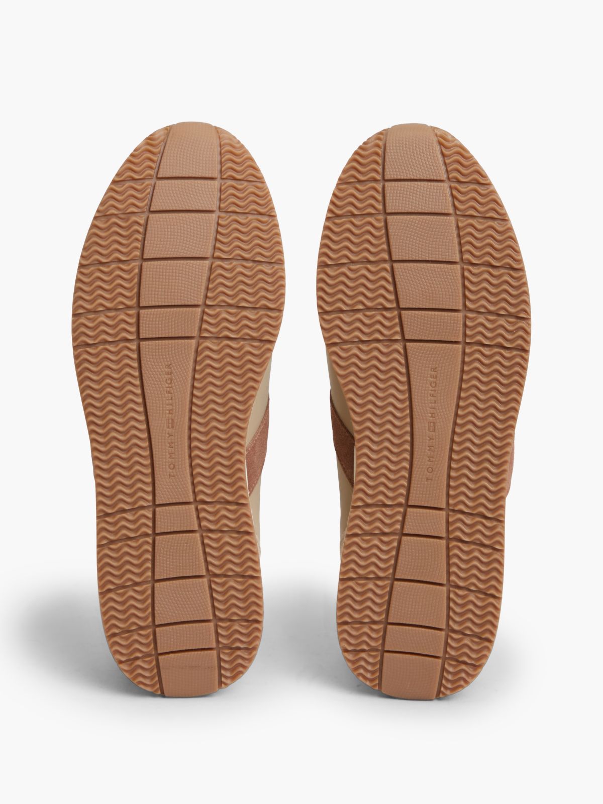 Leather Mixed Texture Trainers — Beige