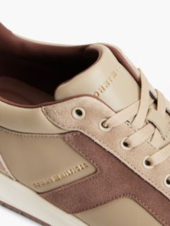 Leather Mixed Texture Trainers — Beige 6