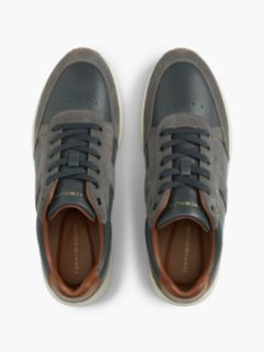 Leather Mixed Texture Trainers — Blue 3