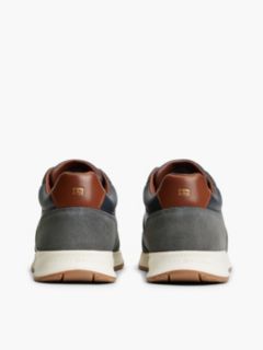 Leather Mixed Texture Trainers — Blue 4