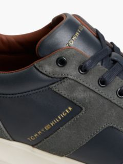 Leather Mixed Texture Trainers — Blue 6