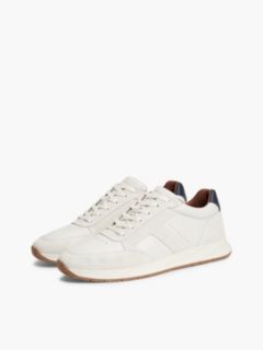 Leather Mixed Texture Trainers — White 2