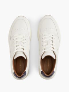 Leather Mixed Texture Trainers — White 3