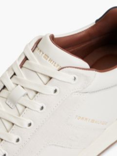 Leather Mixed Texture Trainers — White 6