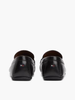 Flag Plaque Leather Driver Shoes — Black 4