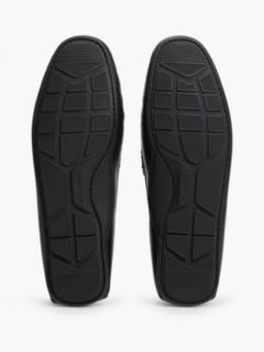 Flag Plaque Leather Driver Shoes — Black 5