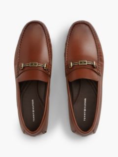Flag Plaque Leather Driver Shoes — Brown 3