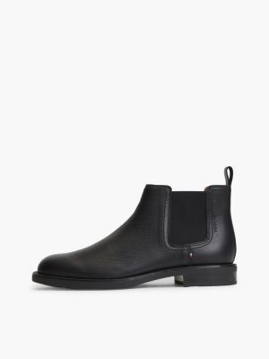 schwarz chelsea-boot aus narbenleder für herren - tommy hilfiger