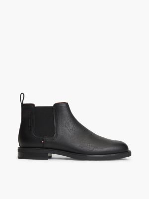 black chelsea-boot aus narbenleder für herren - tommy hilfiger