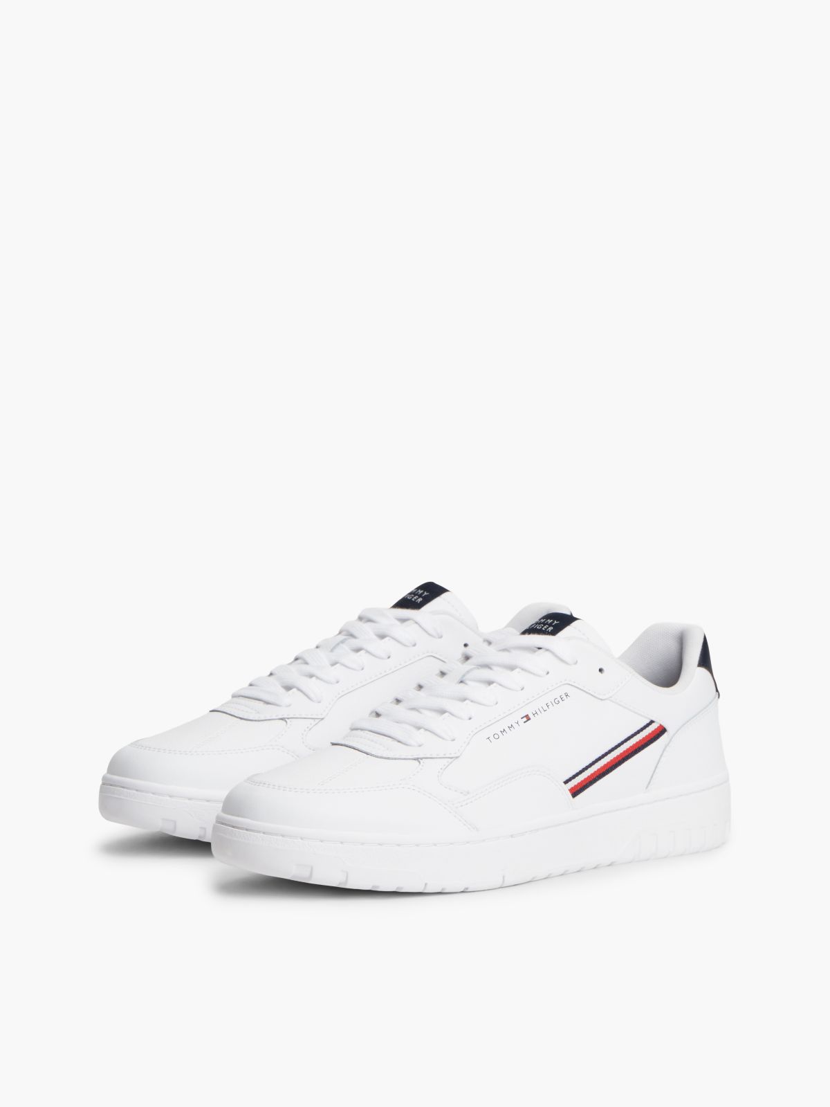 Global Stripe Basketball Trainers With Leather — White
