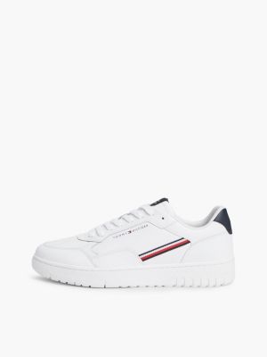 white global stripe basketball trainers with leather for men tommy hilfiger