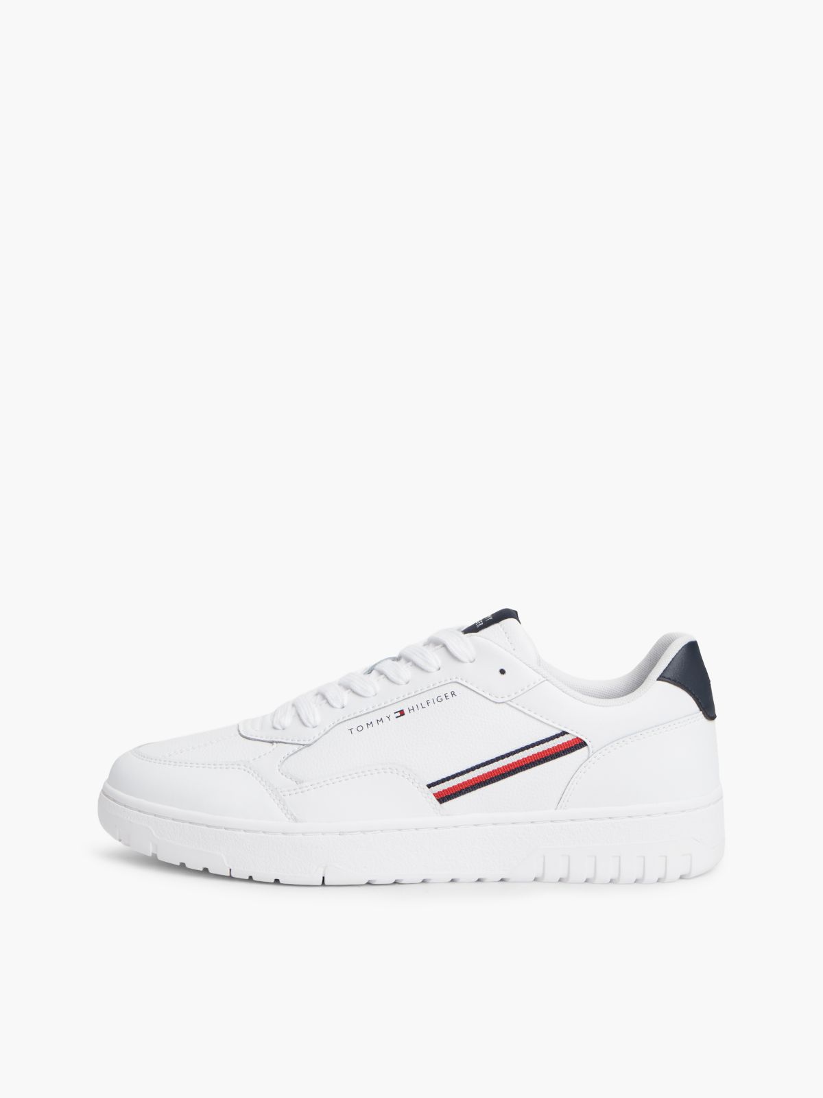 Global Stripe Basketball Trainers With Leather — White