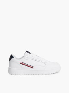 Global Stripe Basketball Trainers With Leather — White 1