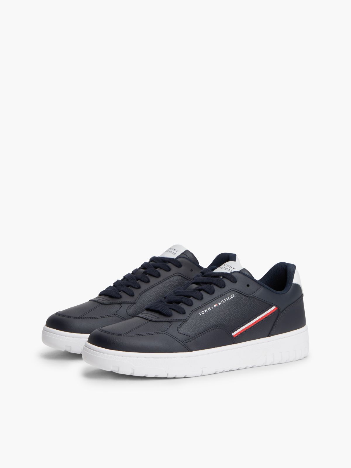 Global Stripe Basketball Trainers With Leather — Blue